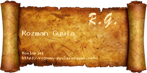 Rozman Gyula névjegykártya